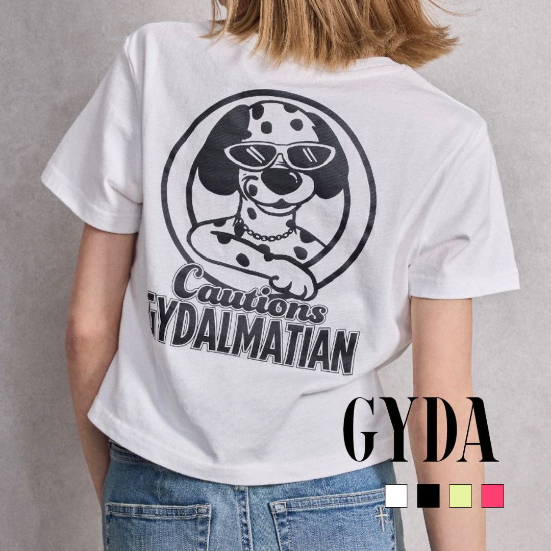 【20時〜4時間限定ポイント5倍】【SALE!】Cautions GYDALMATIAN ショートTシャツ GYDA ジェイダ 072532710201 gyda レディース 半袖 Tシャツ カットソー ショート丈 トップス フリーサイズ ホワイト ブラック ピンク ライム GYDA トップス gyda Tシャツのサムネイル