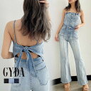 【即納】BACKリボンデニムロンパース GYDA ジェイダ 072510330101 gyda レディース オールインワン サロペット Sサイズ XSサイズ アイスブルー インディゴ GYDA サロペット gyda ロンパース(4)