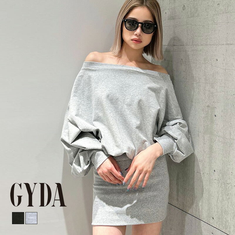 【即納】GYGYドッキングオフショルスウェットワンピース GYDA ジェイダ 072440301301 gyda レディース ワンピース フリーサイズ グレー ブラック GYDA ワンピース gyda オフショルワンピース