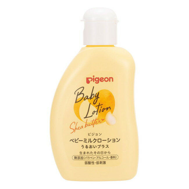 [関連]： ピジョン株式会社 pigeon PIGEON Pigeon ベビー用品 ベビー向け baby 育児 ベビーローション 化粧水 乳液 ベビーミルク 保湿 乾燥 ベタつかない ●製品の詳細 〇内容量 　120g 〇成分 　水、グリセリン、パルミチン酸エチルへキシル、ステアリン酸ソルビタン、ワセリン、ポリソルベート60、セテアレス-6、ステアリルアルコール、ステアリン酸、セラミドNP、イソステアリン酸フィトステリル、シア脂、グリチルリチン酸2K、エチルへキシルグリセリン、セルロースガム、（アクリレーツ／アクリル酸アルキル（C10－30））クロスポリマー、ジメチコン、水酸化K、フェノキシエタノール、クエン酸、トコフェロール 〇航空輸送に関して 　本品は、航空法で定める航空危険物に該当しません。 ●製品の特長 　赤ちゃんのお肌へのやさしさをいちばんに考えたスキンケア。 　未熟な赤ちゃんの肌に不足しがちな、お肌本来のうるおい類似成分「ピジョンナチュラルモイスチャー※」配合したベビーミルクローションです。 ※セラミドNP＋イソステアリン酸フィトステリル ＜ベビーミルクローション　うるおいプラス120g　（ベーシック）の特長＞ 〇うるおい濃厚保湿（当社比） 〇赤ちゃんのお肌に近い弱酸性。 〇シアバター（保湿成分)配合で、もっちりやわらか肌へ。 〇家族みんなでたっぷり使える大容量ポンプタイプ。 〇皮フ科医による皮フ刺激性テスト済み。 　（すべての方に肌トラブルが起きないというわけではありません。） 〇肌にやさしい無添加シンプル処方。 ●素材・成分・原材料名 　水、グリセリン、パルミチン酸エチルへキシル、ステアリン酸ソルビタン、ワセリン、ポリソルベート60、セテアレス-6、ステアリルアルコール、ステアリン酸、セラミドNP、イソステアリン酸フィトステリル、シア脂、グリチルリチン酸2K、エチルへキシルグリセリン、セルロースガム、（アクリレーツ／アクリル酸アルキル（C10－30））クロスポリマー、ジメチコン、水酸化K、フェノキシエタノール、クエン酸、トコフェロール ●ご使用上の注意 〇肌に異常が生じていないか、よく注意して使用する。 〇使用中、又は使用した肌に直射日光があたって、赤み・はれ・かゆみ・刺激・色抜け（白斑等）や黒ずみ等の異常が現れた場合は、使用を中止し、皮フ科専門医などへ相談する。そのまま使用を続けると症状が悪化することがある。 〇傷やはれもの、湿しん等異常のある部位には使用しない。 〇目に入ったときは、すぐにきれいな水で洗い流す。 ●製造・販売・お問い合わせ先 [会社名]ピジョン株式会社 [住所]東京都中央区日本橋久松町4番4号 [電話]0120-741-887 [受付時間]9:00～17:00(土・日・祝日は除く) 広告文責・お問い合わせ 紅屋商事株式会社 TEL：0172-27-7744 お問い合わせ ： 商品ページの「商品について問い合わせ・質問する」ボタンよりお問い合わせください。 ●●●ご注意●●● ●リニューアル等により、パッケージデザインは予告なく変更されることがあります。お届けの商品と異なる場合がございますのでご了承ください。 ●メーカーが告知なしに成分等を変更することがごくまれにあります。実際お届けの商品とサイト上の表記が異なる場合がありますので、ご使用前には必ずお届けの商品ラベルや注意書きをご確認ください。さらに詳細な商品情報が必要な場合は、メーカーにお問い合わせください。 ●メーカー販売中止等により、ご注文の商品をご用意できない場合がございます。その際はメールでご連絡をいたします。ご了承ください。 ●商品によってはお取り寄せになる場合があり、発送までお時間を頂く事がございます。その際はメールにてお知らせいたします。ご了承ください。●区分：ベビー用品 ●分類：ベビースキンケア 赤ちゃんのお肌へのやさしさを考えたスキンケアシリーズ しっとり感が持続するシアバター(保湿成分)配合 新生児から使えるしっとりリッチな乳液タイプのベビーローション