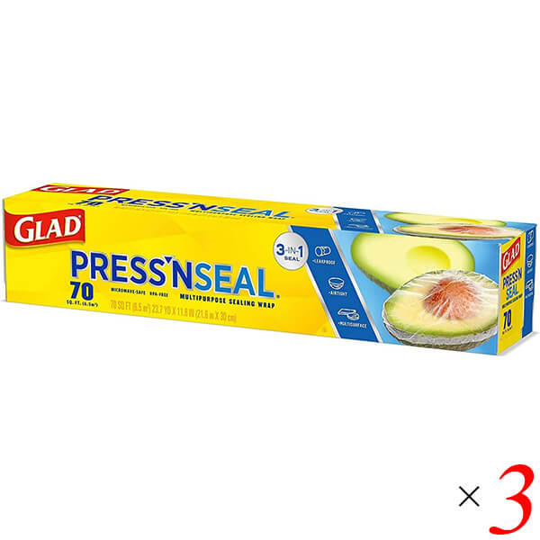 ラップ 食品 保存 GLAD グラッド プレス＆シール マジックラップ 寸法70 3本セット 送料無 ...