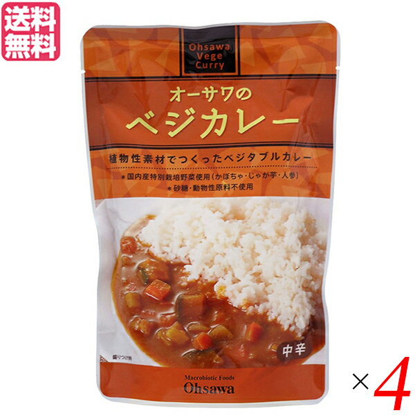 カレー レトルト ベジタリアン オーサワのベジカレー（中辛）210g 4袋セット 送料無料