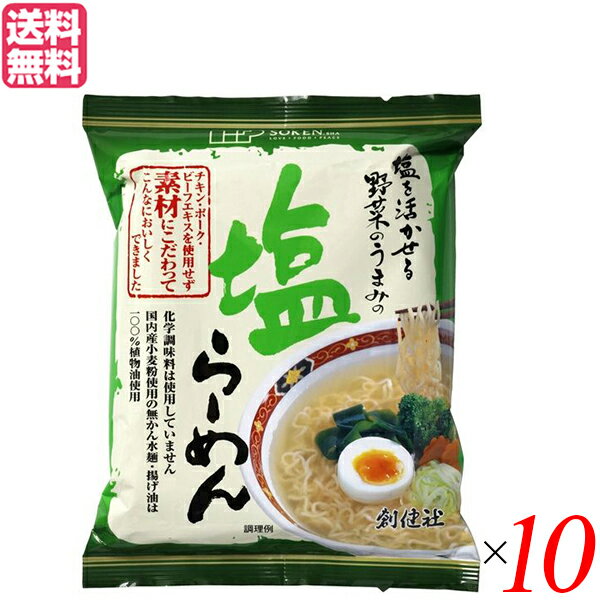 インスタントラーメン ラーメン 袋麺 創健社 塩らーめん 102g 10個セット 送料無料