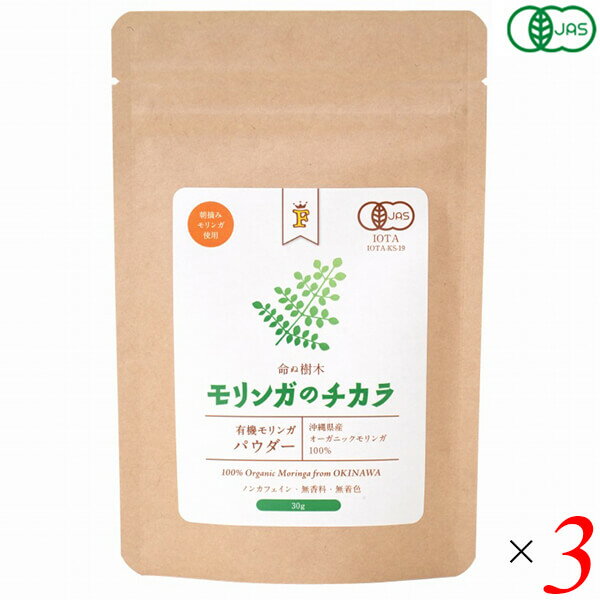 【BF限定!100円クーポン!学割2倍!】モリンガ 粉末 パウダー Free Our Soul モリンガのチカラ パウダー 30g 3個セット 送料無料