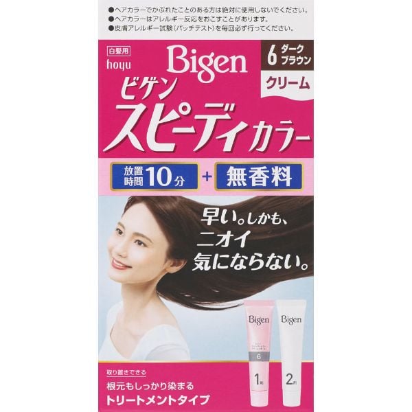 使用上の注意 【注意事項】 ●ご使用の際は使用説明書をよく読んで正しくお使いください。 ●次の方は使用しないでください。 ・今までに本品に限らずヘアカラーでかぶれたことのある方 ・今までに染毛中または直後に気分の悪くなったことのある方 ・皮膚アレルギー試験（パッチテスト）の結果、皮膚に異常を感じた方 ・頭皮あるいは皮膚が過敏な状態になっている方（病中、病後の回復期、生理時、妊娠中等） ・頭、顔、首筋にはれもの、傷、皮膚病がある方 ・腎臓病、血液疾患等の既往症がある方 ・体調不良の症状が持続する方（微熱、けん怠感、動悸、息切れ、紫斑、出血しやすい、月経等の出血が止まりにくい等） ●薬剤や洗髪時の洗い液が目に入らないようにしてください。 ●眉毛、まつ毛には使用しないでください。 成分／分量 1剤 有効成分：パラアミノフェノール、パラフェニレンジアミン、メタアミノフェノール、硫酸トルエン-2、5-ジアミン、レゾルシン その他の成分：HEDTA・3Na液、PEG(20)、POEセチルエーテル、アスコルビン酸、アミノエチルアミノプロピルメチルシロキサン・ジメチルシロキサン共重合体、アルギニン、エタノール、強アンモニア水、混合植物抽出液-9、ジグリセリン、セテアリルアルコール、タウリン、テアニン、ベヘニルアルコール、ポリ塩化ジメチルジメチレンピロリジニウム液、ミツロウ、無水亜硫酸Na、モノエタノールアミン、ワセリン、黄203 2剤 有効成分：過酸化水素水 その他の成分：PG、POE(20)POP(4)セチルエーテル、POEセチルエーテル、イソステアリルアルコール、クエン酸、ステアリルアルコール、ステアルトリモニウムクロリド、セタノール、フェノキシエタノール 問い合わせ先 ホーユー株式会社 お客様相談室電話番号：0120-416-229 製造販売元：ホーユー 区分：医薬部外品　　日本製 文責：メガヘルスマート　　電話　024-922-2148
