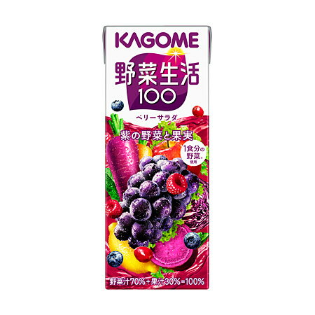 【送料無料】カゴメ 野菜生活100 ベリーサラダ 200ml 12本セット