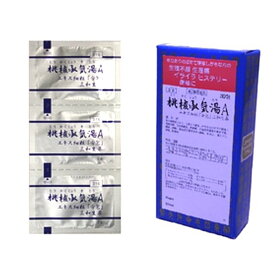 　商品名 サンワ 桃核承気湯 30包 内容量 30包 成分 1日分3包（6g）中:桃核承気湯エキス1.9g（トウニン5g、ケイヒ4g、ダイオウ3g、カンゾウ1.5g、乾燥硫酸ナトリウム1g） 　 適応症 比較的体力があり、のぼせて便秘しがちなものの次の諸症：月経不順、月経困難症、月経時や産後の精神不安、腰痛、便秘、高血圧の随伴症状（頭痛、めまい、肩こり） 用法・用量 大人（15才以上）：1回1包1日3回食前又は食間 ご服用にあたっての注意 【使用上の注意】 相談すること 1． 次の人は服用前に医師又は薬剤師に相談してください 　（1）医師の治療を受けている人 　（2）妊婦又は妊娠していると思われる人 　（3）胃腸の弱い人 　（4）今までに薬により発疹・発赤、かゆみ等を起こしたことがある人 2． 次の場合は、直ちに服用を中止し、医師又は薬剤師に相談してください 　（1）服用後、次の症状があらわれた場合 関係部位 症　　　　状 皮ふ 発疹・発赤、かゆみ 消化器 悪心・嘔吐、食欲不振、胃部不快感 　　まれに下記の重篤な症状が起こることがあります。 その場合は直ちに医師の診療を受けてください。 症状の名称 症　　　　状 肝機能障害 全身のだるさ、黄疸（皮ふや白目が黄色くなる）等があらわれる。 　（2）1 ヵ月位服用しても症状がよくならない場合 3．次の症状があらわれることがありますので、このような症状の継続又は増強が見られた場合には、 服用を中止し、医師又は薬剤師に相談してください　　※ 下痢 ●服用に際しては添付文書をよくお読みになって、ご服用ください。●直射日光の当たらない涼しい所に保管してください。●小児の手の届かない所に保管してください 1.小児の手の届かない所に保管してください。2.服用に際しては説明書をよく読んで下さい。 3.直射日光をさけ、なるべく湿気の少ない涼しい所に保管して下さい。 製造販売元 三和生薬株式会社　　住所：東京都千代田区外神田6-6-1 　消費者くすり相談室 電話：03-3834-2171 (代) (月〜金曜日　10：00〜17：00　但し祝日を除く) 　 区分 日本製・第2類医薬品 広告文責 メガヘルスマート　電話：024-922-2148　薬剤師　菊地　浩也　 　 　この商品は医薬品です。用法用量をご確認の上、 ご服用下さいませ。　 【使用期限：商品発送後、一年以上ございます】 医薬品販売に関する記載事項 この商品は医薬品です。用法用量をご確認の上、 ご服用下さいませ。　 【使用期限：商品発送後、一年以上ございます】 医薬品販売に関する記載事項