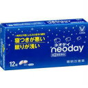 　商品名 　大正製薬　睡眠改善薬　ネオディ　12錠　　 成分 2錠中 :　　 成分 ジフェンヒドラミン塩酸塩:50mg 添加物 乳糖，ヒドロキシプロピルセルロース，無水ケイ酸，クロスカルメロースナトリウム(クロスCMC-Na)，ステアリン酸マグネシウム，ヒプロメロース(ヒドロキシプロピルメチルセルロース)，白糖，酸化チタン，カルナウバロウ 　 　 効能・効果 一時的な不眠の次の症状の緩和：寝つきが悪い，眠りが浅い 　 用法・用量 大人（15才以上）：2錠：1日1回 15才未満：服用しないこと 用法関連注意 （1）定められた用法・用量を厳守してください。 （2）就寝前以外は服用しないでください。 （3）錠剤の取り出し方 錠剤の入っているPTPシートの凸部を指先で強く押して裏面のアルミ箔を破り，取り出して服用してください。（誤ってそのまま飲み込んだりすると食道粘膜に突き刺さるなど思わぬ事故につながります） 　 使用上の注意 ■してはいけないこと （守らないと現在の症状が悪化したり，副作用・事故が起こりやすくなります） 1．次の人は服用しないでください 　（1）妊婦又は妊娠していると思われる人。 　（2）15才未満の小児。 　（3）日常的に不眠の人。 　（4）不眠症の診断を受けた人。 2．本剤を服用している間は，次のいずれの医薬品も服用しないでください 　他の催眠鎮静薬，かぜ薬，解熱鎮痛薬，鎮咳去痰薬，抗ヒスタミン剤を含有する内服薬（鼻炎用内服薬，乗物酔い薬，アレルギー用薬） 3．服用後，乗物又は機械類の運転操作をしないでください 　（眠気をもよおして事故を起こすことがあります。また，本剤の服用により，翌日まで眠気が続いたり，だるさを感じる場合は，これらの症状が消えるまで，乗物又は機械類の運転操作をしないでください。） 4．授乳中の人は本剤を服用しないか，本剤を服用する場合は授乳を避けてください 5．服用時は飲酒しないでください 6．寝つきが悪い時や眠りが浅い時のみの服用にとどめ，長期連用はしないでください ■相談すること 1．次の人は服用前に医師又は薬剤師に相談してください 　（1）医師の治療を受けている人。 　（2）高齢者。 　（3）本人又は家族がアレルギー体質の人。 　（4）薬によりアレルギー症状を起こしたことのある人。 　（5）次の症状のある人。 　　排尿困難 　（6）次の診断を受けた人。 　　緑内障，前立腺肥大 2．次の場合は，直ちに服用を中止し，この説明書を持って医師，歯科医師又は薬剤師に相談してください 　（1）服用後，次の症状があらわれた場合。 ［関係部位：症状］ 皮ふ：発疹・発赤，かゆみ 消化器：胃痛，悪心・嘔吐，食欲不振 精神神経系：めまい，頭痛，起床時の頭重感，昼間の眠気，気分不快，神経過敏，一時的な意識障害（注意力の低下，ねぼけ様症状，判断力の低下，言動の異常など） その他：動悸，倦怠感，排尿困難 　（2）2〜3回服用しても症状がよくならない場合。 3．次の症状があらわれることがあるので，このような症状の継続又は増強がみられた場合には，服用を中止し，医師又は薬剤師に相談してください 　口のかわき，下痢 その他の注意 翌日まで眠気が続いたり，だるさを感じることがあります。 【保管及び取扱い上の注意】 （1）直射日光の当たらない湿気の少ない涼しい所に保管してください。 （2）小児の手のとどかないところに保管してください。 （3）他の容器に入れかえないでください。（誤用の原因になったり品質が変わることがあります） （4）使用期限を過ぎたものは服用しないでください。なお，使用期限内であっても，開封後はなるべく早く服用してください。（品質保持のため） 製造販売元 大正製薬株式会社 問い合わせ先：お客様119番室 電話：03-3985-1800 受付時間：8：30〜21：00（土，日，祝日を除く） その他：前記以外の時間で誤飲，誤用等の緊急の問い合わせ：（財）日本中毒情報センター　中毒110番　電話072-727-2499（24時間対応） 　 区分 日本製・　第（2）類医薬品 広告文責 メガヘルスマート 　電話：024-922-2148　薬剤師　菊地　浩也 メール：health@daigaku-dou.com 　 この商品は医薬品です。用法用量をご確認の上、 ご服用下さいませ。　 【使用期限：商品発送後、180日以上ございます】 医薬品販売に関する記載事項