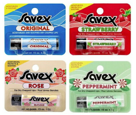 4種類セット　サベックス　　オリジナル　ローズ　ストロベリー　ペパーミント　Savex　　ORIGINAL　ROSE　STRAWBERRY PEPPERMINT リップクリーム　送料無料