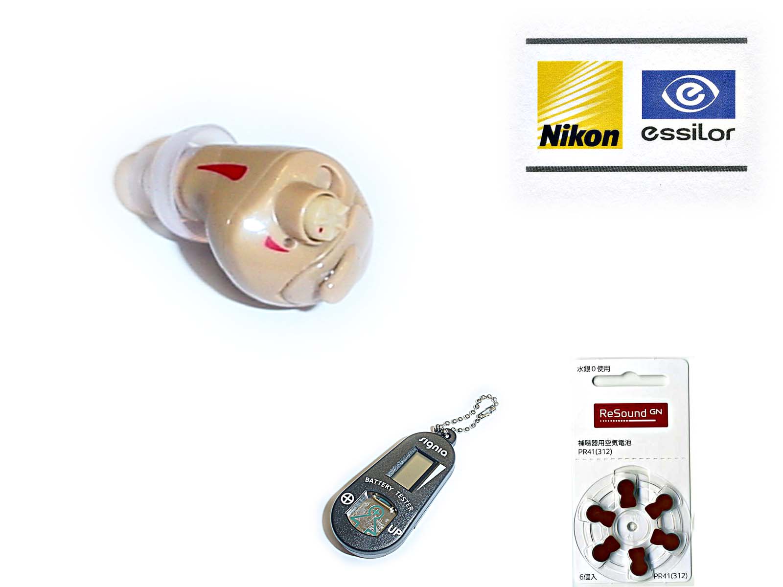 ☆右耳用☆イヤファッション　NEF-02電池1パック（6個入）プレゼント空気電池PR41（312）電池チェッカーもプレゼント日本製補聴器！ニコン補聴器かんたん補聴器平均聴力：50dBまで対応軽度　中等度　難聴