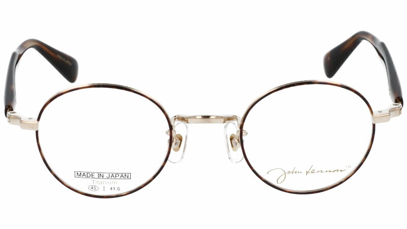 丸メガネ 度付き 度なし 対応 可 ジョンレノン メガネ JL 1110 col.1 45□23 ブラウン ゴールド べっ甲柄 眼鏡 めがね 小さめ 日本製 鯖江 丸メガネ ザ・ビートルズ お洒落 個性的 ジャパン 1960年代 30代 40代 50代 60代 チタニウム オノヨーコ 細フレーム コレクター