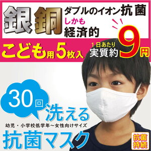 子供用マスク 洗える 5枚入り 布マスク 立体 3d Agion 学校 幼稚園 保育園 幼児 園児 2歳 3歳 小学生 高学年 中学生 女性 銅 銀 ナノコーティング