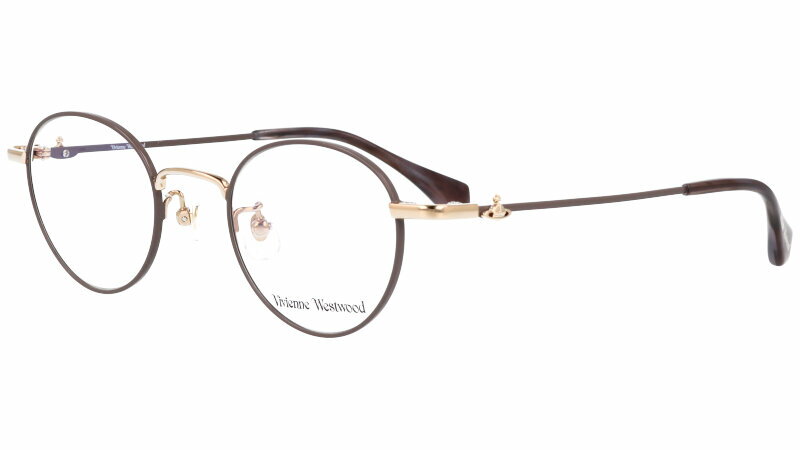 メガネ Vivienne Westwood ヴィヴィアンウエストウッド 40-0002-02 45サイズ ブラウン ゴールド 小さめ 10代 20代 30代 眼鏡 おしゃれ かわいい レディース 女性用 伊達めがね ブランド 変装 パンク モダン オーブ ORB ロッキンホース ROCKING HORSE ヴィヴィアン
