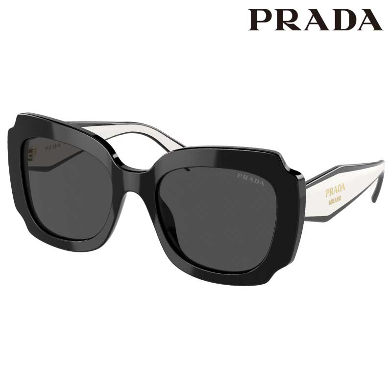 サングラス プラダ PRADA PR16 YF 09Q5S0 54サイズ ブラック 黒 ホワイト ダークグレー UVカット 紫外線カット 紫外線対策 ブランドサングラス レディース 女性 送料無料