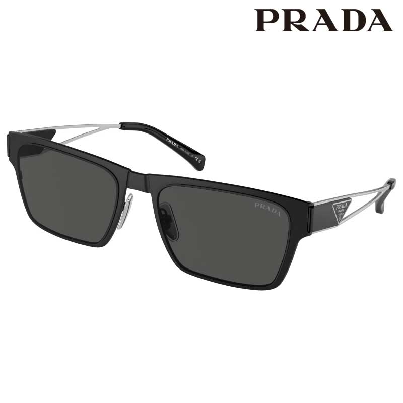 プラダ サングラス（レディース） サングラス プラダ PRADA PR71ZS 1BO5S0 56サイズ マットブラック ダークグレー シルバー UVカット 紫外線カット 紫外線対策 ブランドサングラス ロゴ メンズ 男性 送料無料