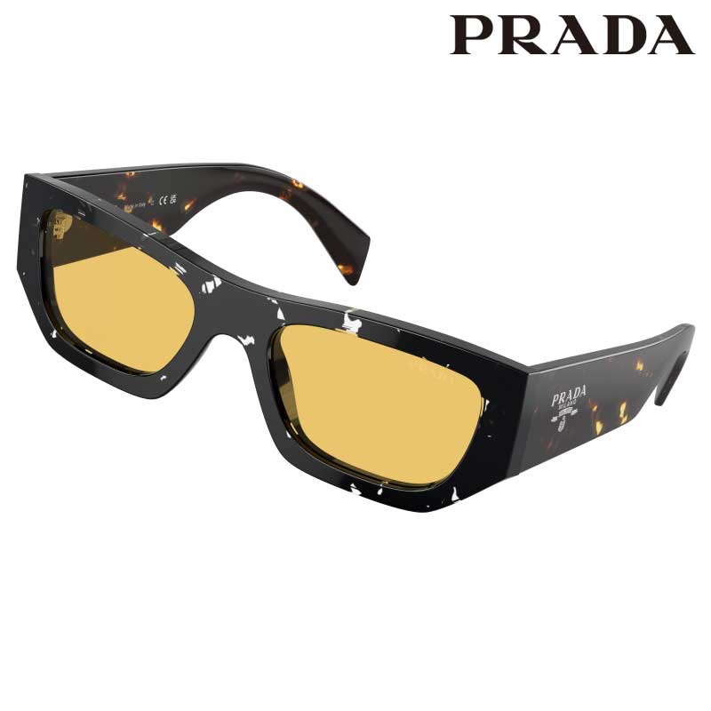 プラダ サングラス（レディース） サングラス プラダ PRADA PRA01SF 15O10C 55サイズ ブラック べっ甲柄 イエロー UVカット 紫外線カット 紫外線対策 ブランドサングラス レディース 女性 メンズ 男性 ユニセックス 送料無料