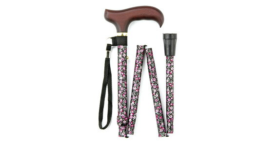 ステッキ 折り畳みタイプ 折りたたみ クロコバナガラ FS-60BK ステッキ 杖 握りやすい おすすめ 軽量 女性 男性 おしゃれ お洒落 かっこいい 可愛い...