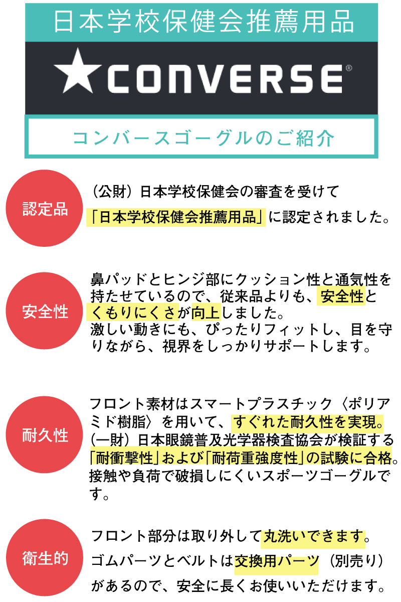 スポーツメガネ 子供 ゴーグル 度付き レンズ付き セット 【1.55球面付き】 スポーツ用 保護メガネ 小学生 高学年 中学生 高校生 大人 用 スポーツゴーグル コンバース CONVERSE cvg003 近視 遠視 サッカー用 スポーツゴーグル