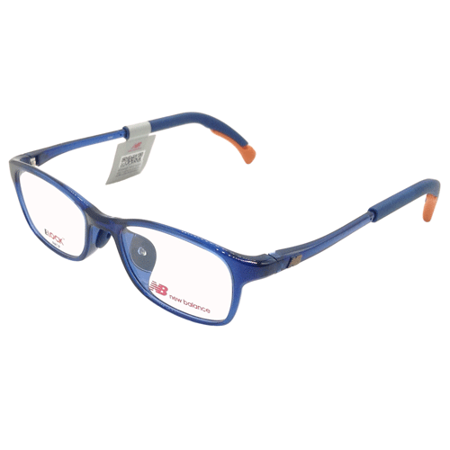 new balance(ニューバランス) 子供用メガネ NB09109 col.03[クリアブルー/ネイビー・オレンジ] 47mm 【ズレ防止用ロック機能付き】【小さいサイズ】
