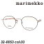 marimekko(マリメッコ) メガネ 32-0053 col.3［ライトゴールド/ブラウン］ 47mm　Annikki Titanium