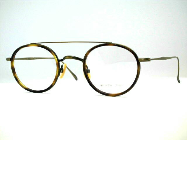 モダンにセルを使用しない日本製 小さめアイビーボストン眼鏡　［コンビツーブリッジボストンメガネ］アコースティックライン・AL025A