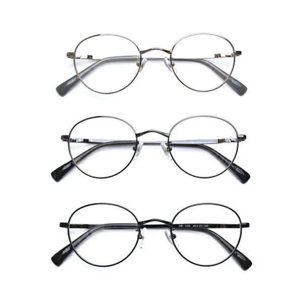 メガネ屋さんが選んだコスパ高メガネ WB-3308 ボストン 眼鏡 軽い 度入りレンズ付き+日本製メガネ拭き+布ケース付 度付き フルリム メタル Lune-0108 2023 1