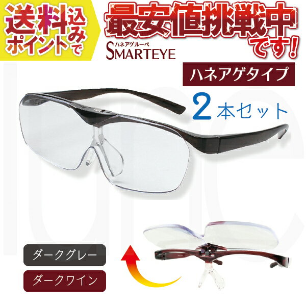 跳ね上げルーペ スマートアイ 2本セット拡大率1.6倍 老眼鏡