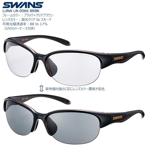 乐天商城 - SWANS 女性向けスポーツサングラス LUNA LN-0066 color:BRBK【調光レンズ】