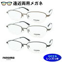 遠近両用レンズセット HOYA製 薄型遠近レンズ使用 レノマ 25-3004 53サイズ チタン シンプル ナイロール renoma 薄型 紫外線 UVカット ...