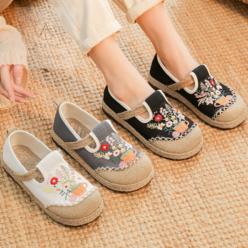 スリッポン レディース 軽量 スリッポン 布 綿麻 刺繍 20代 30代 40代 50代 新作 靴 夏 スニーカー シ..