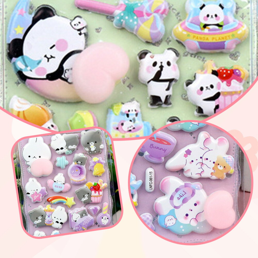 おしりシール ぷにぷに シール おしり シール スクイーズ 2枚いりシール 可愛い キャラクター うさぎ シー ル 立体 泡ステッカー 3D ステッカー ふわふわ デコレーション ステッカー 手帳 デコ スマホ ケース デコレーション ストレス 解消 癒し グッズ - Image 3