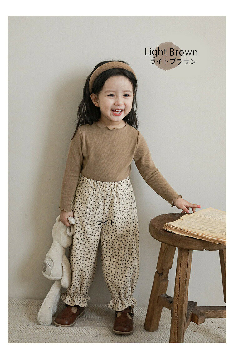 ベビー 子供 リブトップス キッズ 子供服 保育園 無地 フォーマル セレモニー 発表会 七五三 フリル キッズ服 女の子 ガールズ 秋服 服 長袖 トップス お出かけ 上品 白 ロンt 長袖tシャツ リブ メロウ プレゼント 通園 通学 ガーリー