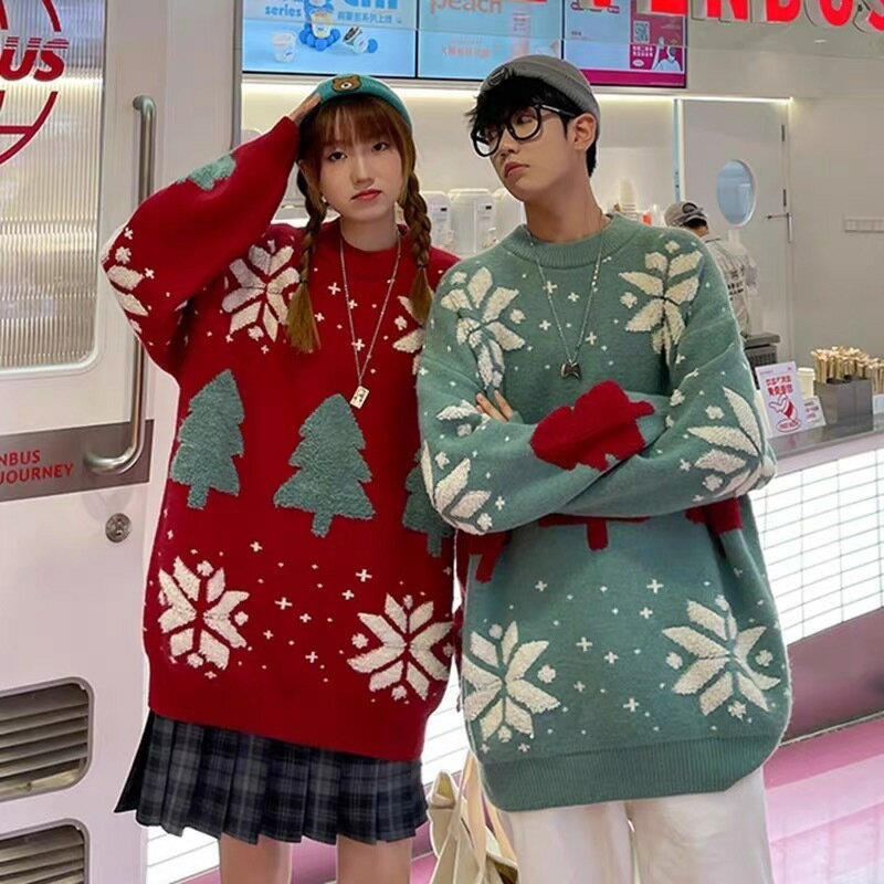 Rakuten - クリスマスセーター レディース メンズ ニット セーター 可愛い お揃いセーター 着痩せ おしゃれ 上着 暖かい 防寒 冬服 秋服 クリスマスセーター ダサい クリスマスツリー柄 長袖 丸首 長袖 シンプル ゆったり アウター 通勤 秋冬