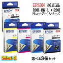 【純正品 3個セット】EPSONエプソン セレクト3インクカートリッジ RDH 3個セット (大容量ブラック 1個と選べる標準カラー 2個) (リコーダー)