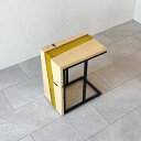 銘木屋 テーブル サイドテーブル ソファーテーブル ナイトテーブル ウッドリバーテーブル レジンテーブル カフェ ソファ インテリア おしゃれ 天然 木 ひのき レジン エポキシ クリア イエロー W:46cm×D:30cm×H:55cm 日本製 送料無料 MBY0004YL|詳細画像