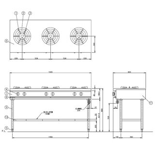 スーパーSALE限定！＼エントリーでポイント5倍!／コメットカトウ ガスレンジ XYSシリーズ D=600 テーブルタイプ 1500×600×800 XYS-15603T LPG(プロパンガス)【 メーカー直送/後払い決済不可 】