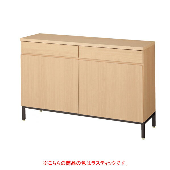 【まとめ買い10個セット品】 木製収納ボックス ハイタイプ 引き出し&扉 スチール脚タイプ W120cm用 ラスティック柄【店舗什器 パネル ディスプレー 棚 店舗備品】