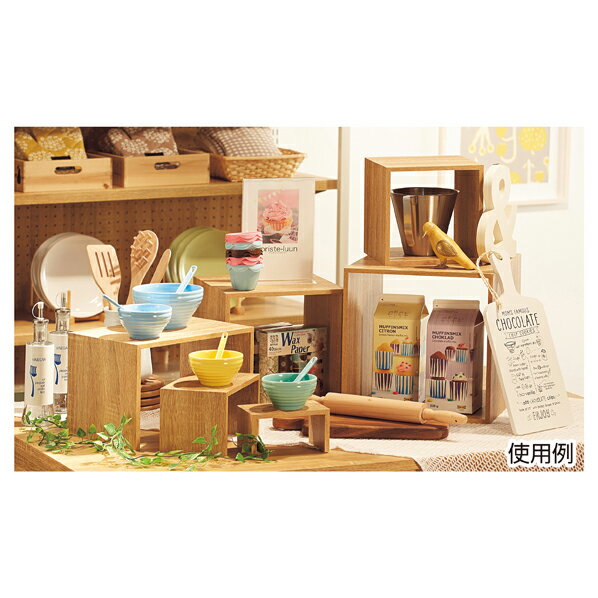 木製コの字ディスプレー 小 ラスティック 61-428-11-1 【 演出・ディスプレイ用品 雑貨・小物ディスプレイ コの字ディスプレイ 木製コの字ディスプレイ ラスティック柄 】 2