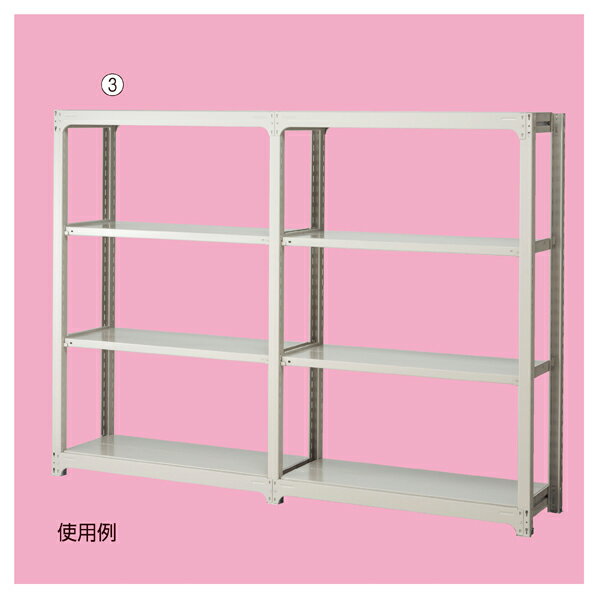 中量ボルトレスラック4段 W90×D48×H180cm 棚ライン入り 61-433-84-1 【 店舗運営用品 在庫場用品 在庫ラック 中量ボルトレスラック 300kg/段 4段 H180cm） 】 2