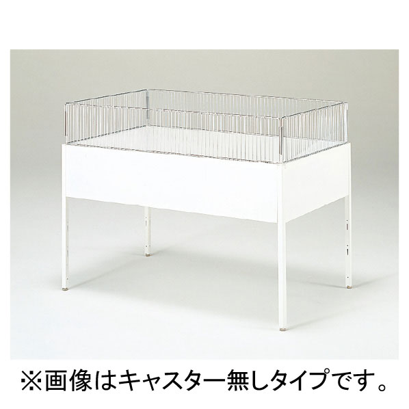 商品の仕様多彩なラインナップで変化に富んだ売場に対応できます。平台：スチール製 粉体塗装 欄干：スチール製 クロームメッキサイズ／(1)W120×D60×H85cm（2）W120×D75×H85cm（3）W120×D90×H85cm（4）W120×D120×H85cm耐荷重／100kg●組立式●樹脂製双輪キャスター：直径5cm（ストッパー付き・無し×各2個） スプリングワッシャー付き※商品画像はイメージです。複数掲載写真も、商品は単品販売です。予めご了承下さい。※商品の外観写真は、製造時期により、実物とは細部が異なる場合がございます。予めご了承下さい。※色違い、寸法違いなども商品画像には含まれている事がございますが、全て別売です。ご購入の際は、必ず商品名及び商品の仕様内容をご確認下さい。※原則弊社では、お客様都合（※色違い、寸法違い、イメージ違い等）での返品交換はお断りしております。ご注文の際は、予めご了承下さい。