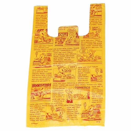 アメリカンコミック レジ袋 45×75(57)×横マチ20 500枚 61-295-19-18 【 店舗備品 包装紙 ラッピング 袋 ディスプレー店舗 】
