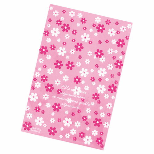 ピンクフラワー 24×38 50枚 61-548-68-4 【 店舗什器 小物 ディスプレー ギフト ラッピング 包装紙 袋 消耗品 店舗備品 】