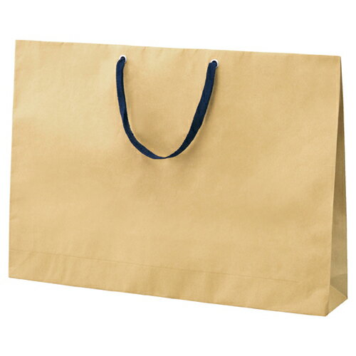 【まとめ買い10個セット品】ショルダーバッグ ベージュ 紺ひも 60×10×42 50枚【 店舗什器 小物 ディスプレー ギフト ラッピング 包装紙 袋 消耗品 店舗備品 】