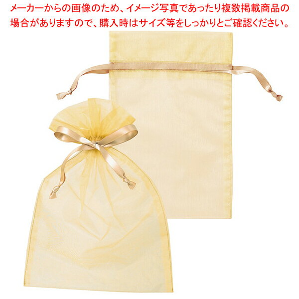 オーガンジー巾着 シャンパンゴールドL 10枚 20×29.5(21)cm 61-800-49-4