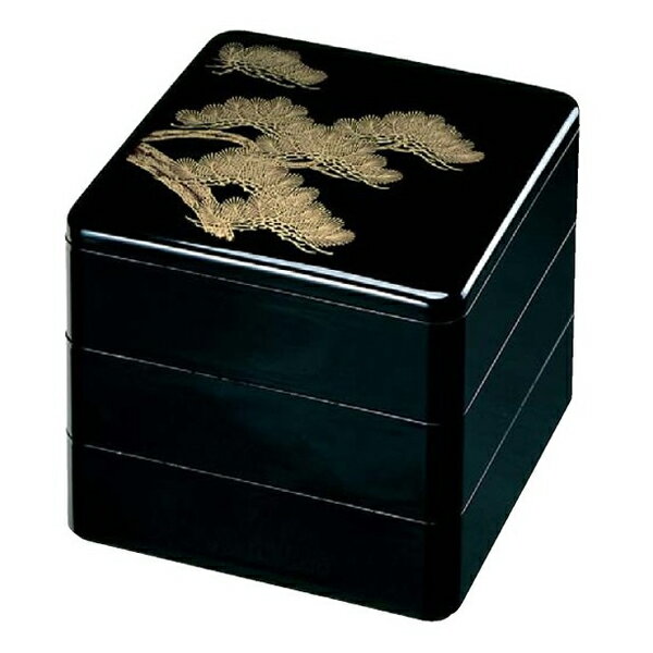 6.0寸重 黒 松 3段【 お重 重箱 おせち 正月 】