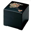 6.5寸彩重 黒 花車 3段【 お重 重箱 おせち 正月 】
