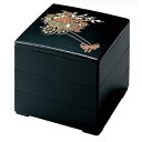 7.0寸彩重 黒 花車 3段【 お重 重箱 おせち 正月 】