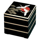 6.0寸校倉重 黒 日の出鶴 3段【 お重 重箱 おせち 正月 】
