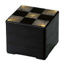 6.0寸彩重 黒松葉市松 3段【 お重 重箱 おせち 正月 】