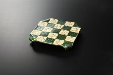 和食器 市松織部 なで角高台皿(大) 37K166-14 まごころ第37集 【卸問屋名調 おしゃれ 食器 テーブルウェア 業務用 居酒屋 レストラン 喫茶店 ホテル 家庭用】